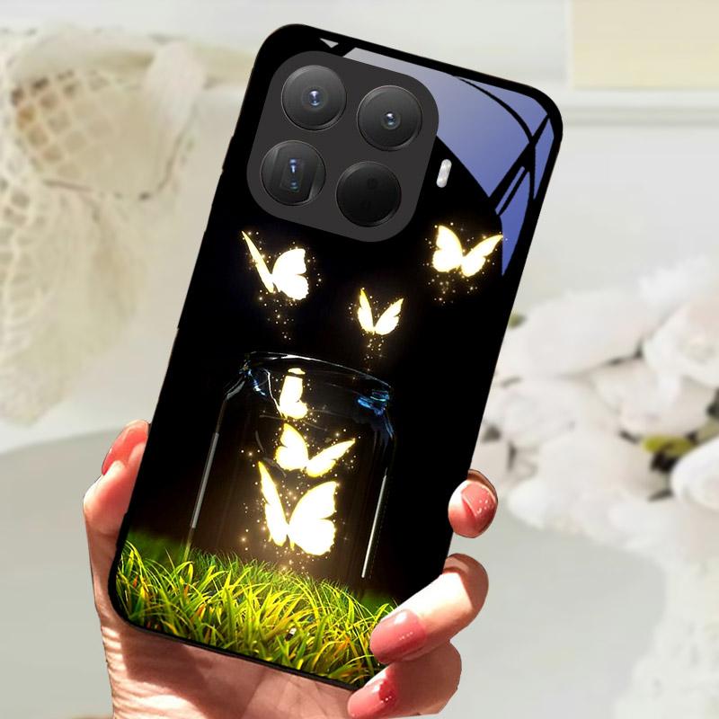 Чехол для Xiaomi 15T Pro Модный Закаленное Стекло Задняя Крышка Телефона Для Xiaomi 15TPro 15 T Xiaomi15T Защитный Чехол Fundas Coque