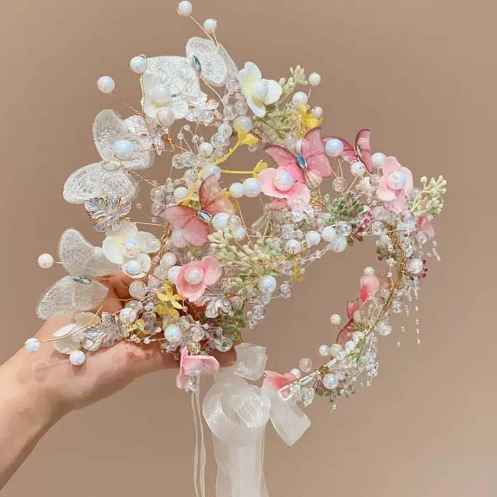 Bohemia Style Girls Garland Simulation Flower Flower Headdress Butterfly Fairy Hair Hoop  Women