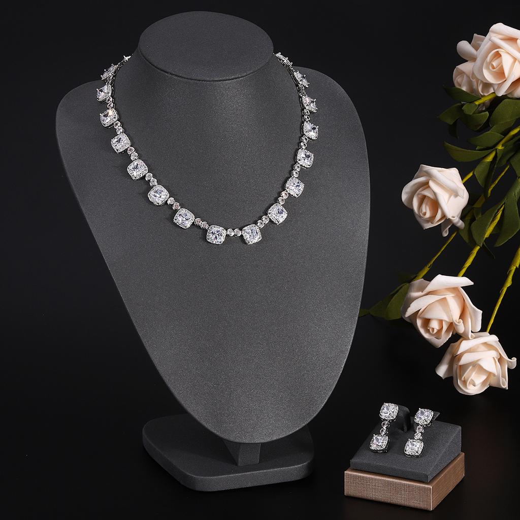Ювелирные изделия в европейском и американском стиле, ожерелье с каплями воды из циркона, женственное свадебное платье, высококачественные свадебные украшения, комплект сережек-гвоздиков