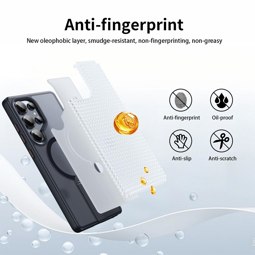 KEYSION 360 Скрытая Металлическая Подставка Магнитный Чехол для Magsafe для Samsung Galaxy S24 S25 Ultra S24+ S25+ Матовый Ударопрочный Чехол для Телефона