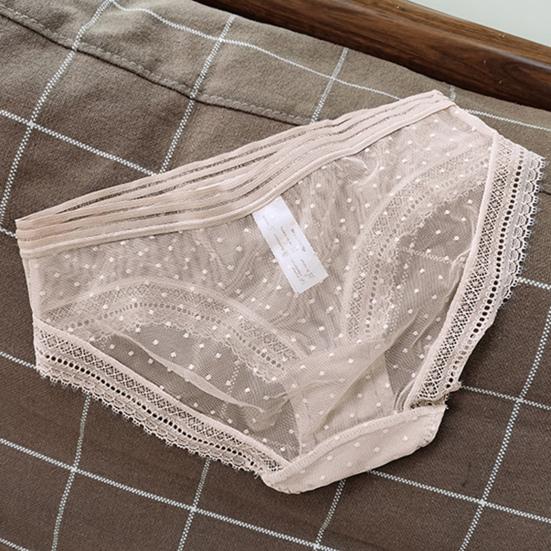 Low Waist Lady Panties Sexy Seamless See-through Polka Dot Design Women Briefs