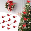 Artificial Christmas Red Bird Ornaments with Clip Crafts Simulation Decorations for Outdoor