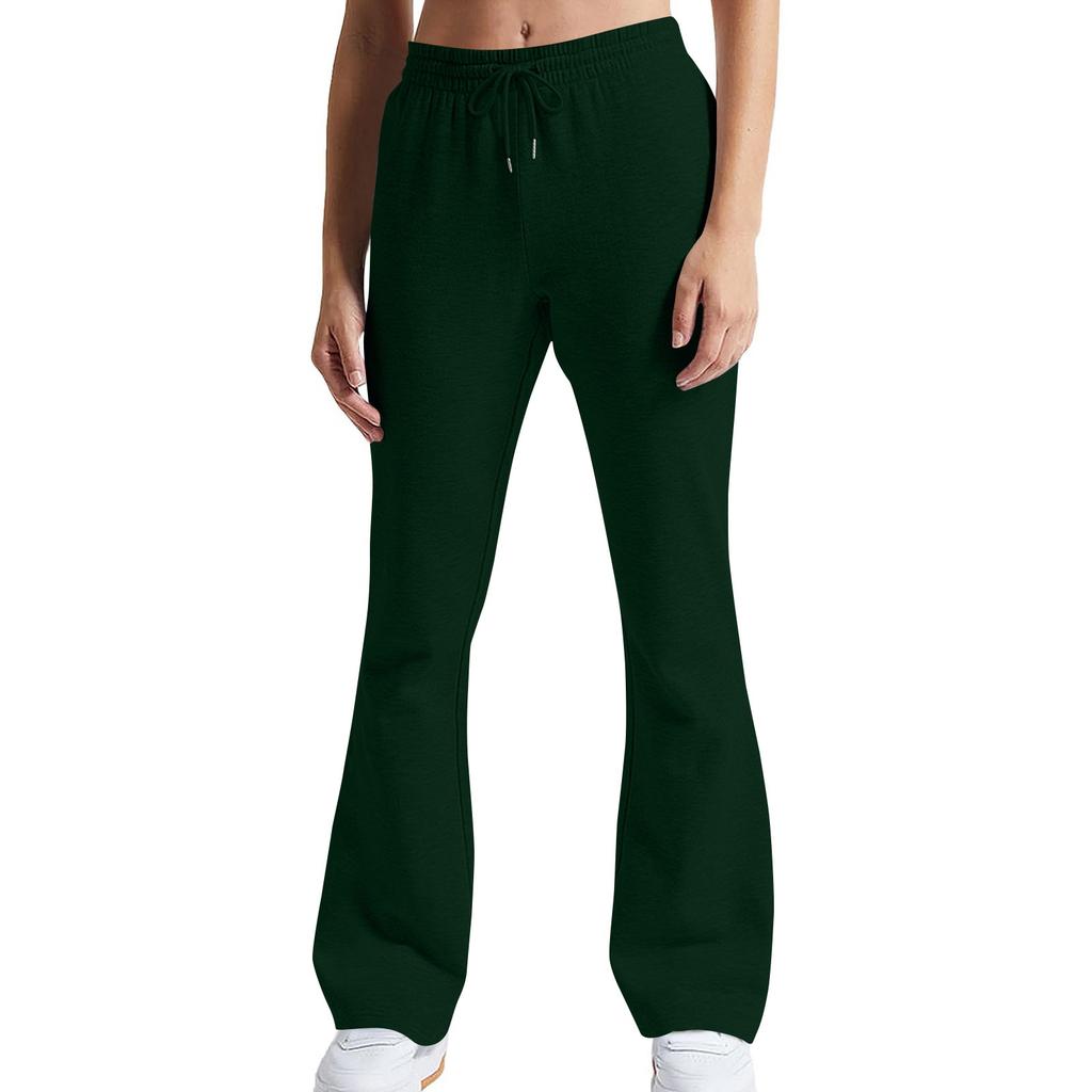 Женские расклешенные спортивные штаны с высокой посадкой, широкие спортивные штаны на кулиске