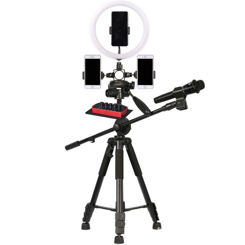 Multifunctional Mobile Streaming Tripod with Beauty Fill Light for Outdoor Videos & Selfies
