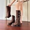 Two Wear Removable Pant Pants Boots Women's Winter Fleece Coarse Heel Western Cowboy Boots Small Tall High Heel Boots