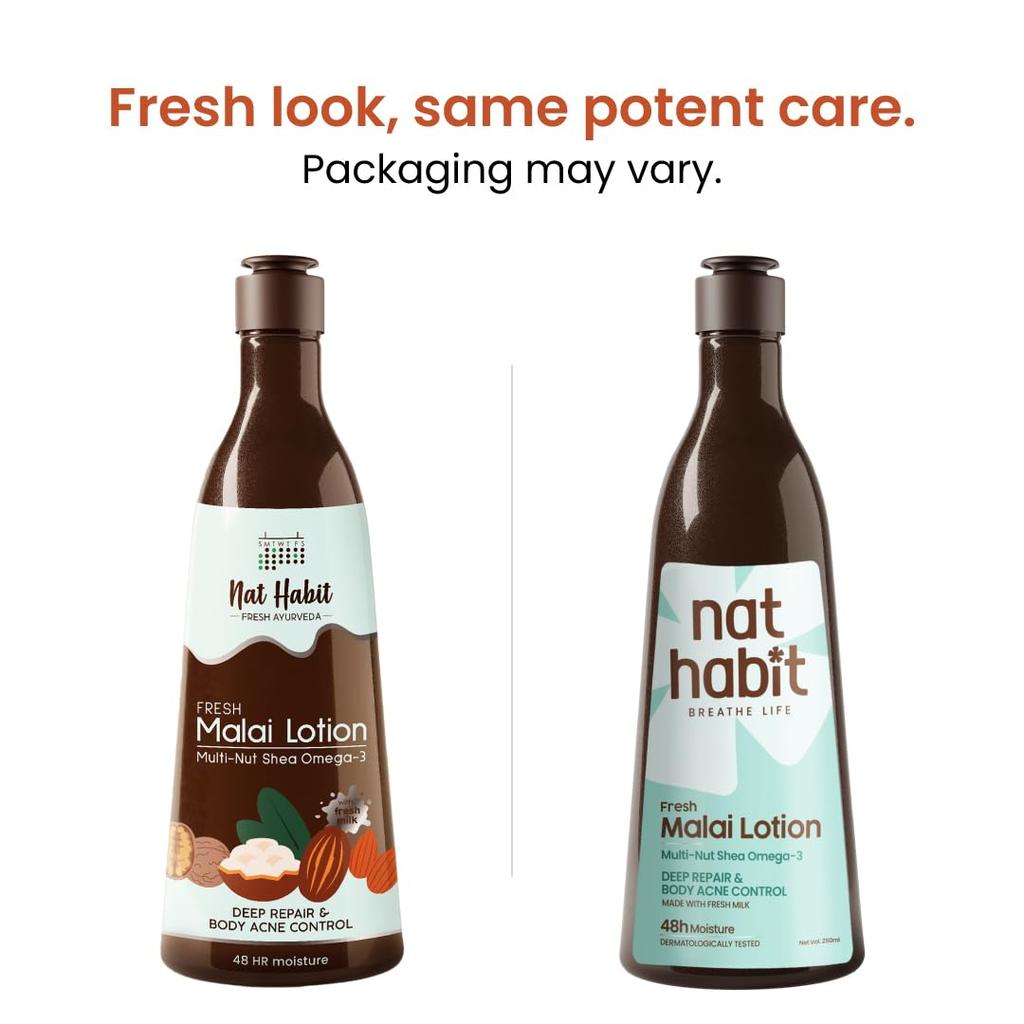 Fresh Whipped Body Lotion, Multi-Nut Shea Omega 3, For Deep Skin Repair, Hydration, Body Acne Control & 48 Hours Moisture, 250 Ml (Pack of 1)