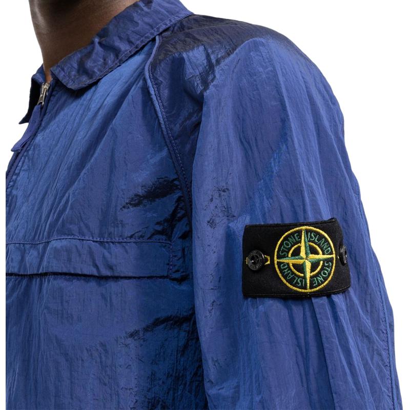 STONE ISLAND SS22 Однотонная Металлическая Нейлоновая Рубашка-Куртка Осенняя Мужская Куртка Синяя 761512321-V0022