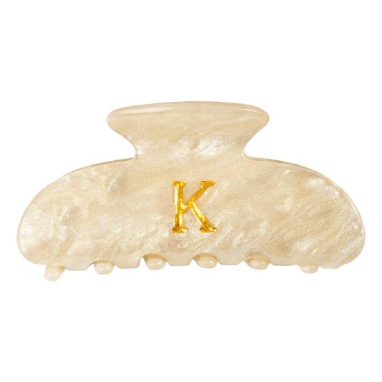 Женская заколка для волос с принтом букв, противоскользящими зубцами, зажим для волос на затылок, большой размер, зажим для волос для душа, аксессуар для волос