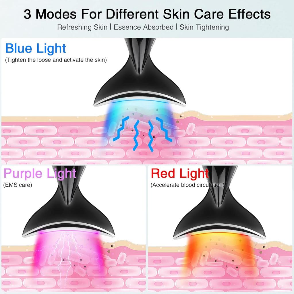 Косметическое устройство для лица и шеи, лифтинг-массажер для шеи, 45 ℃, подтягивает кожу, уменьшает морщины на двойном подбородке, удаляет 3 режима, инструменты для ухода за кожей