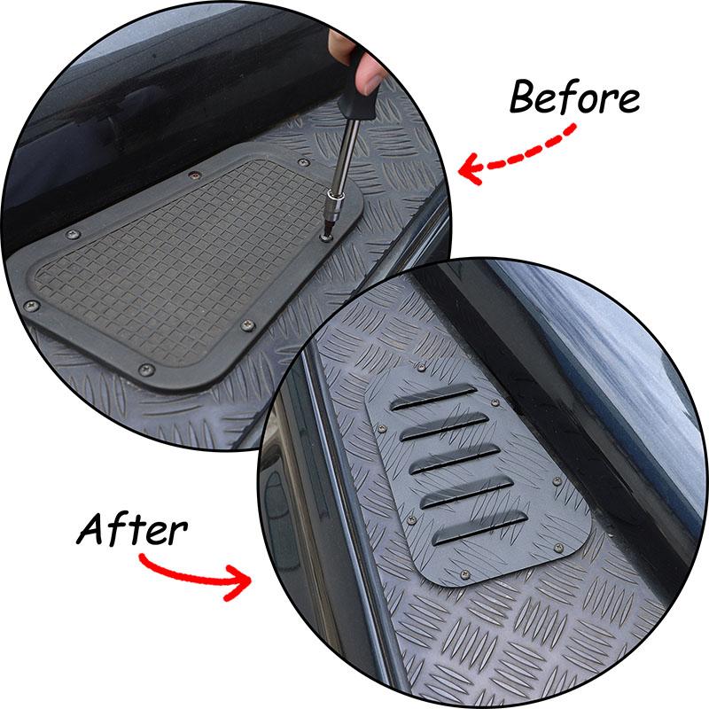 Aluminum Alloy 1 Pair Car Front Engine Hood Bonnet Vents Hood Air Outlet Trim Cover For Land Rover Defender 90 110 130