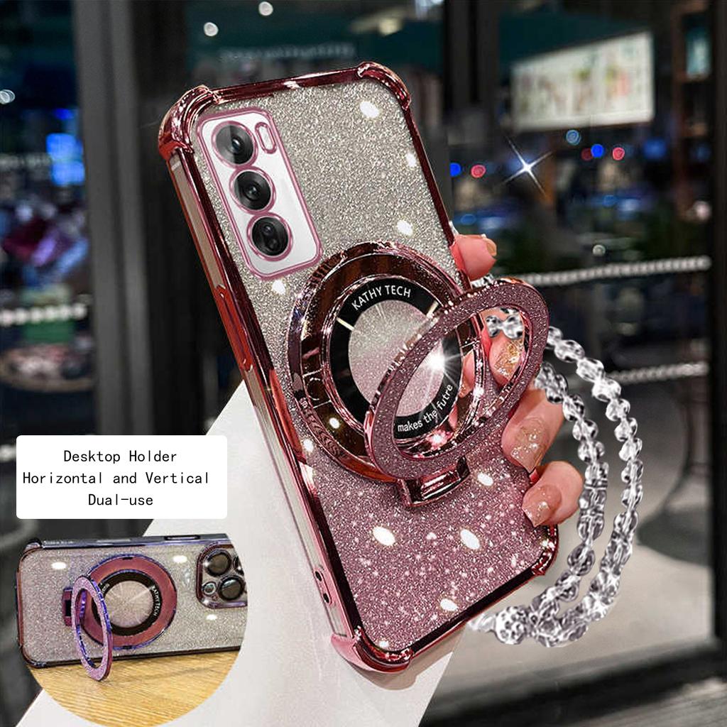 Чехол с блестками, магнитным держателем и кристальным браслетом для Samsung Galaxy S25 FE S24 Ultra S23 S20 Plus NOTE 20 Ultra
