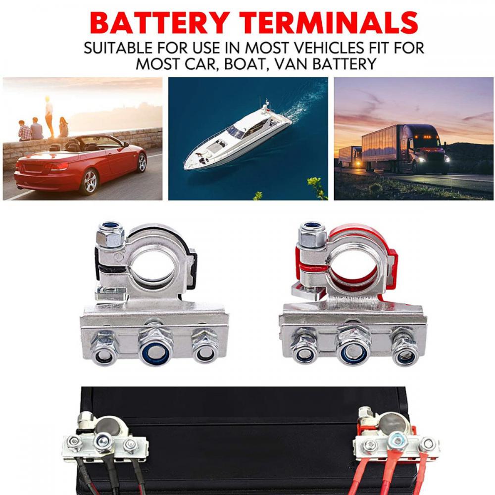 Car Battery Terminals 12V Auto Battery Terminal Connector Battery Bornes Cable Terminal Adapter Copper Clamps Clip Screw