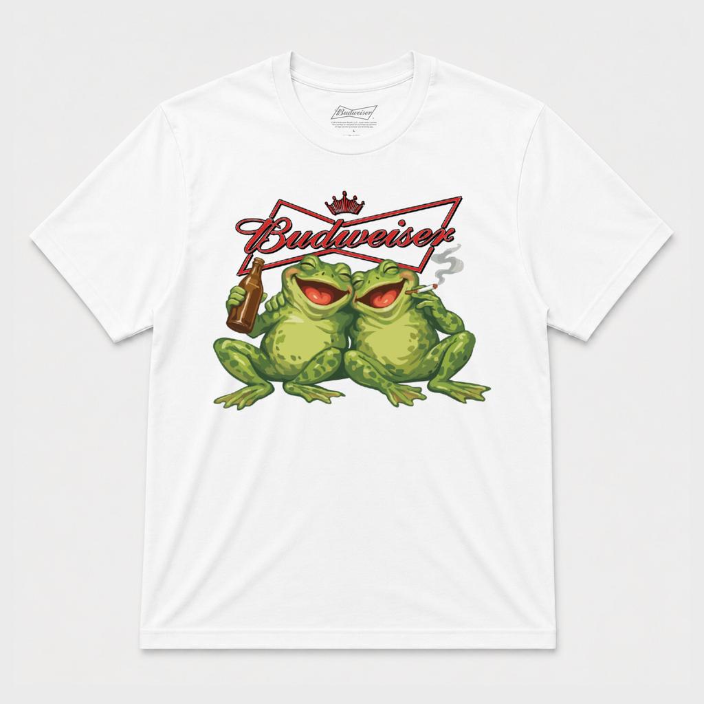 Budweiser Frogs Graphic T shirt White