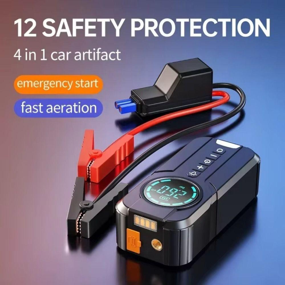 Durable 4 in 1 Car Jump Starter Air Pump Power Bank Lighting 1000A Tire Inflator Quick Portable Air Compressor Motorcycle