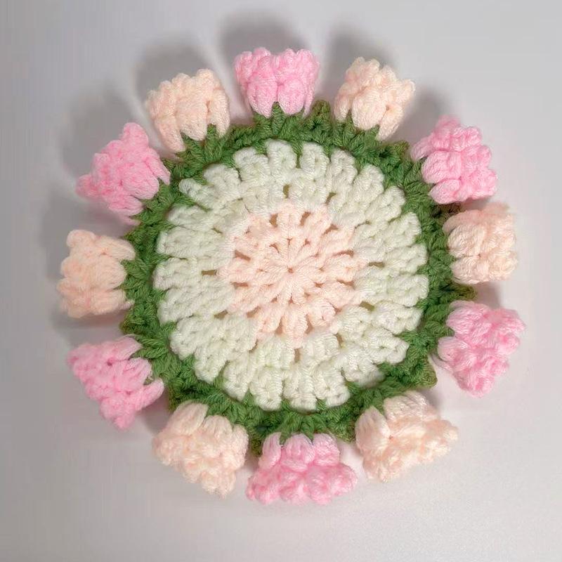 Готовый продукт новый милый стиль инс маленький цветочный подстаканник подставка под тарелку теплоизоляционная подставка ручная работа шерсть вязание крючком