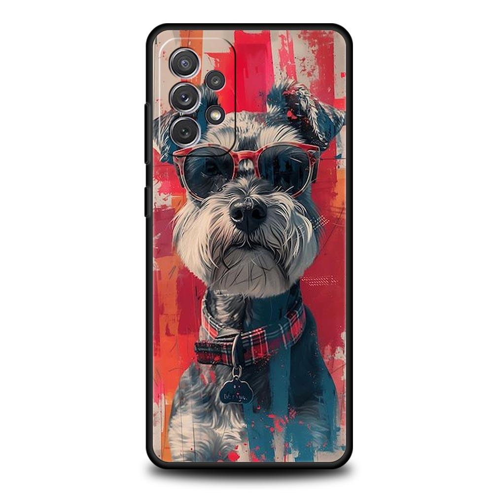 Мультяшный пес Шнауцер Чехол для телефона для Samsung A51 A71 A21S A12 A11 A15 A25 A31 A41 A23 A33 A53 A73 A03S A05S A13 5G A35 A55