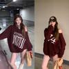 Letter Printed Slanted Shoulder Long Sleeve Sweatshirt Jacket for Women In Autumn American Hot Girls Loose Design Versatile Pullover Top