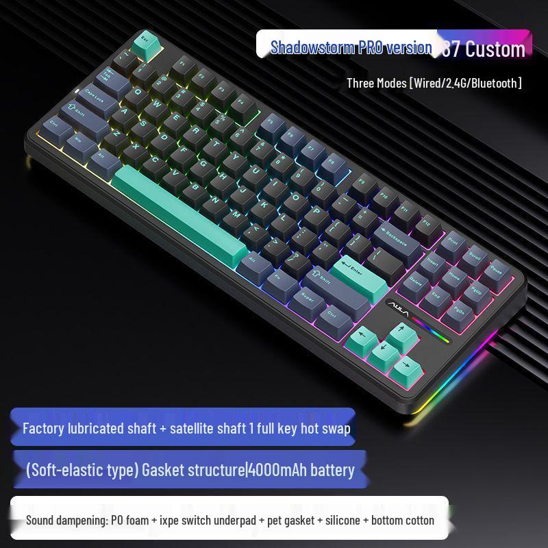 Hot-swappable Mechanical Gaming Keyboard, Three-Mode Wireless/Bluetooth/Wired, Customizable, Digital, Europe-Compatible