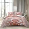 Комплект пододеяльника «Розовая роза и серебристые листья» Элегантный дизайн Мягкое постельное белье Машинная стирка Декоративный комплект одеяла для спальни