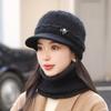 Winter Women's Hat Scarf Wool Lined Thickened Knitted Wool Hat