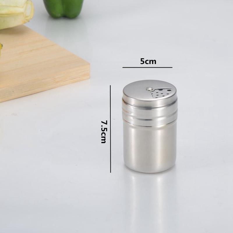 Stainless Steel Pepper Bottle with Rotating Cover Seasoning Storage Can Spice Jar Salt Sugar Container Kitchen Tools
