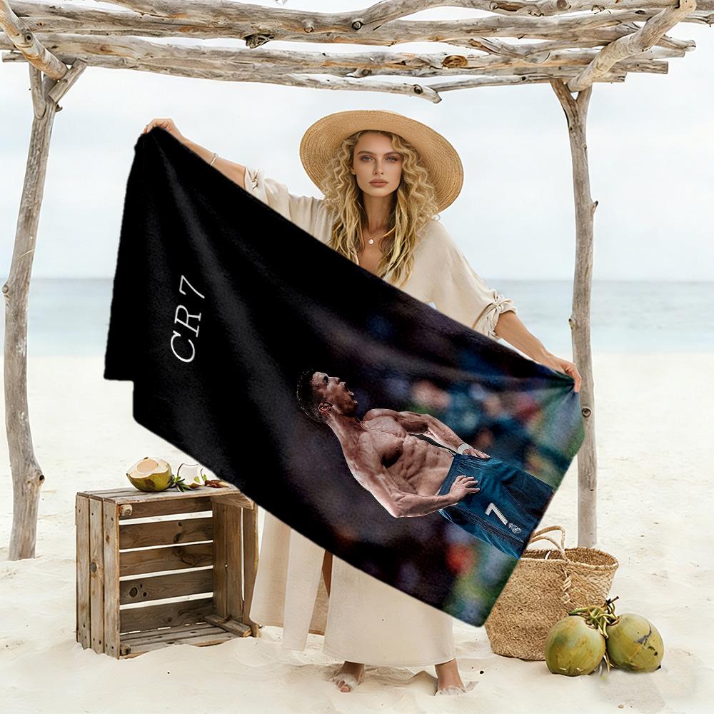 Cr7 Football Legend Beach Towel High Absorbency & Quick-Dry Comfortable Lightweight Perfect for Traveling Yoga Camping and Swimming