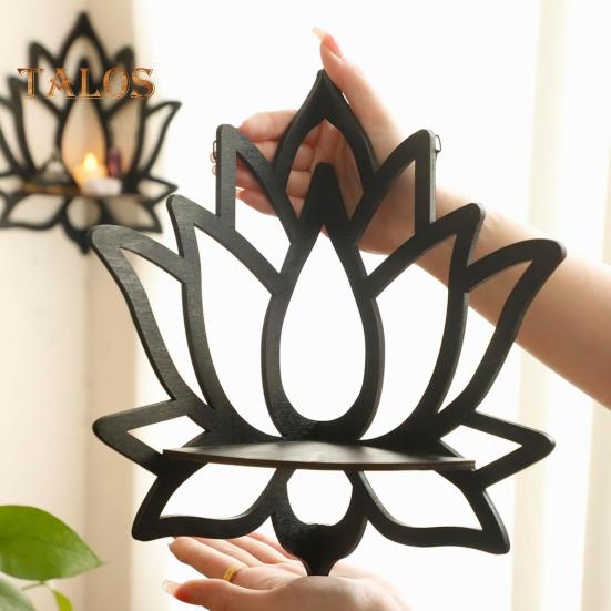 Wooden Wall Corner Shelf Easy Assembly Scented Candles Display Organizer Shelf Boho Aesthetic Wall Mount Floating Corner Shelf for Bedrooms Living