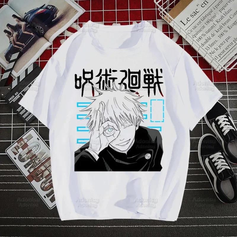 Gojo Satoru Jujutsu Kaisen Otaku Harajuku Мужские футболки Футболки Топы Дизайн Короткие рукава Эстетическая аниме футболка