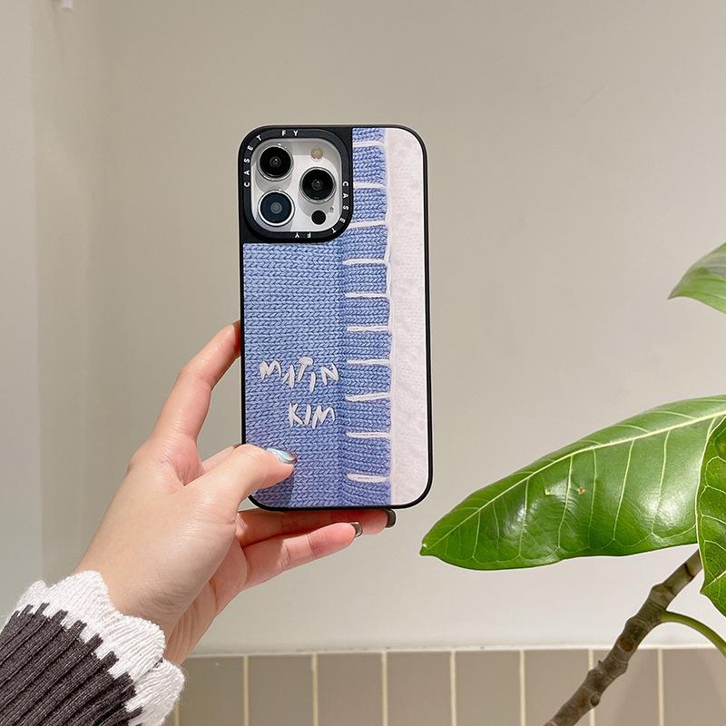 "Корейский джинсовый противоударный чехол для Apple iPhone 12-16 Pro Max, модный зеркальный дизайн."