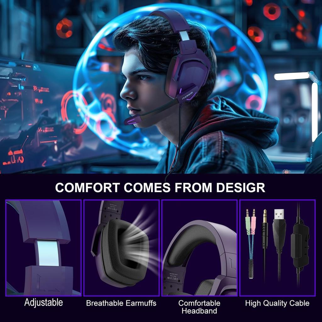 Игровая гарнитура с микрофоном, стереогарнитура для PS4 PS5 ПК Xbox One Nintendo Switch, игровые наушники-вкладыши для ноутбука/планшета