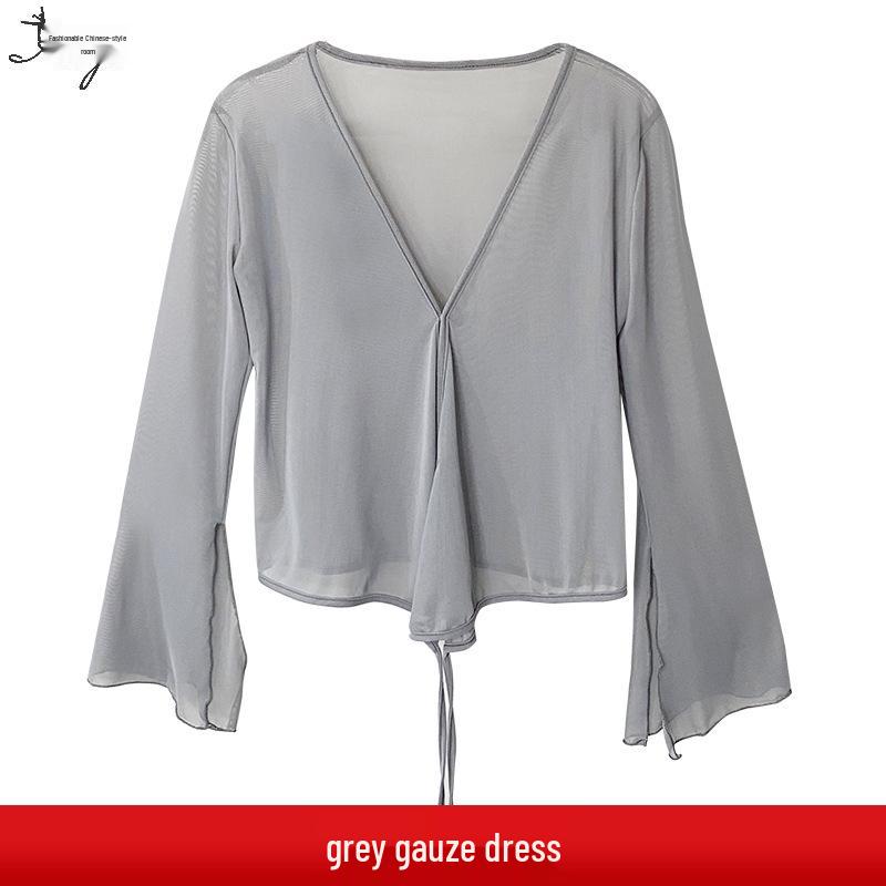 Костюм для китайского классического танца: Женский комплект из топа из сказочного газа и сетчатой юбки