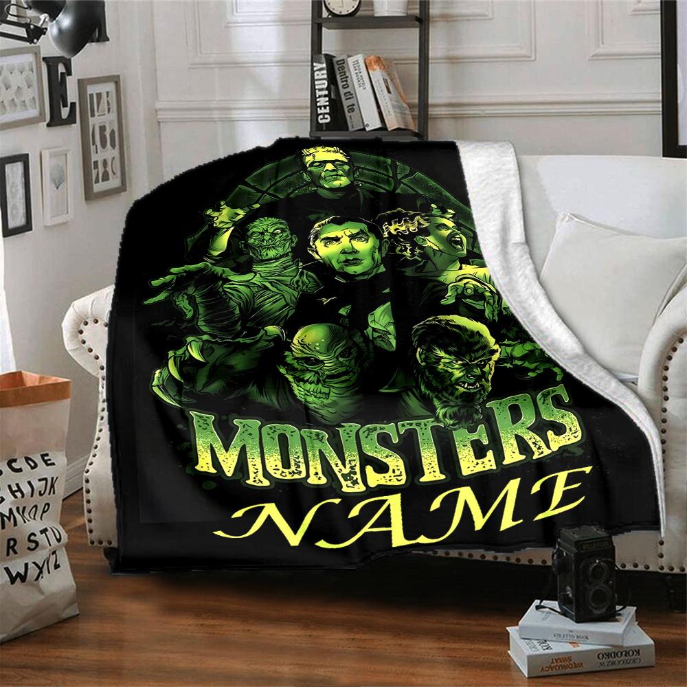 Monsters Frankenstein Zombie Creature Four Seasons Blanket Customized With Your Name Lightweight And Warm Perfect Gift For Home Office Camping Sofa