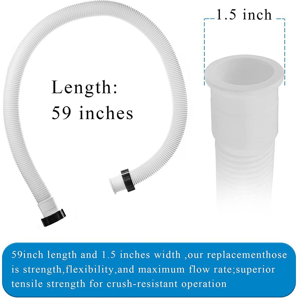 Шланг насоса для бассейна диаметром 1,5 дюйма с адаптером, шланг насоса для песчаного фильтра для бассейна, сменный шланг для насосов для фильтров Intex, системы соленой воды