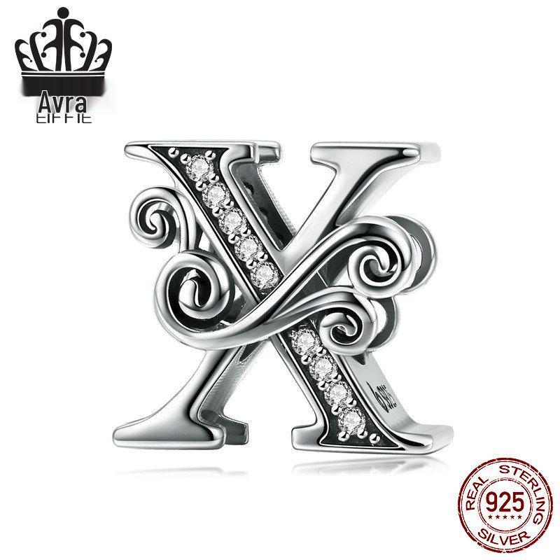 Avle Браслет из стерлингового серебра 925 пробы с английскими буквами и бусинами