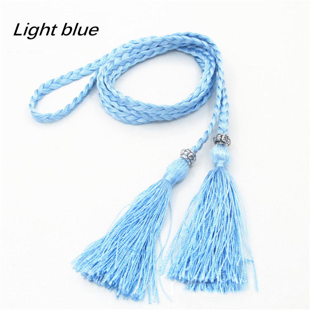 Thin Rope Self-Tie Woven Tassel Belt Bowknot Decorated Waist Women Braided