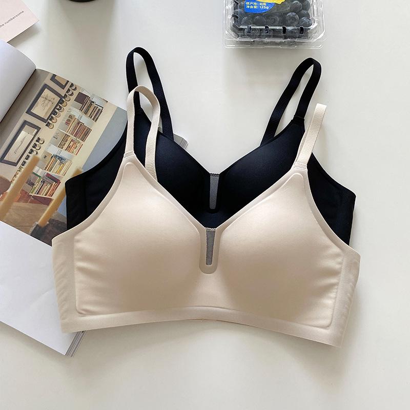 Traceless underwear women's summer thin small breasts gather and close secondary breasts, new jelly strips, anti-sagging bra