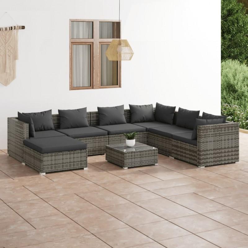 Day and Night - Day and Night Garden Furniture Set 8 Pieces and Gray Synthetic Rattan Cushions