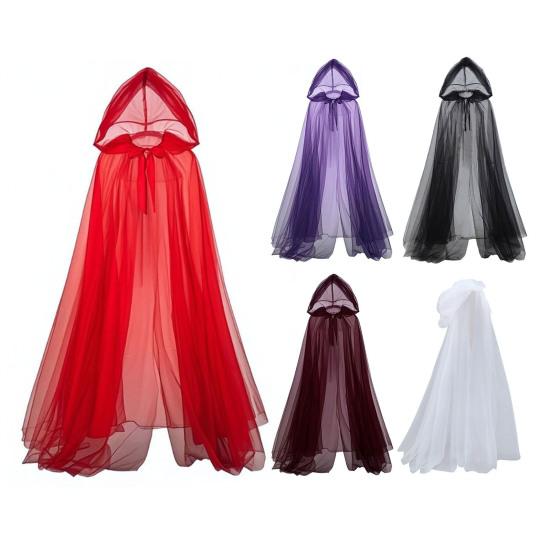 Костюм для косплея призрака на Хэллоуин, плащ, взрослый, с капюшоном, на шнуровке, в полный рост, прозрачная накидка с капюшоном большого размера