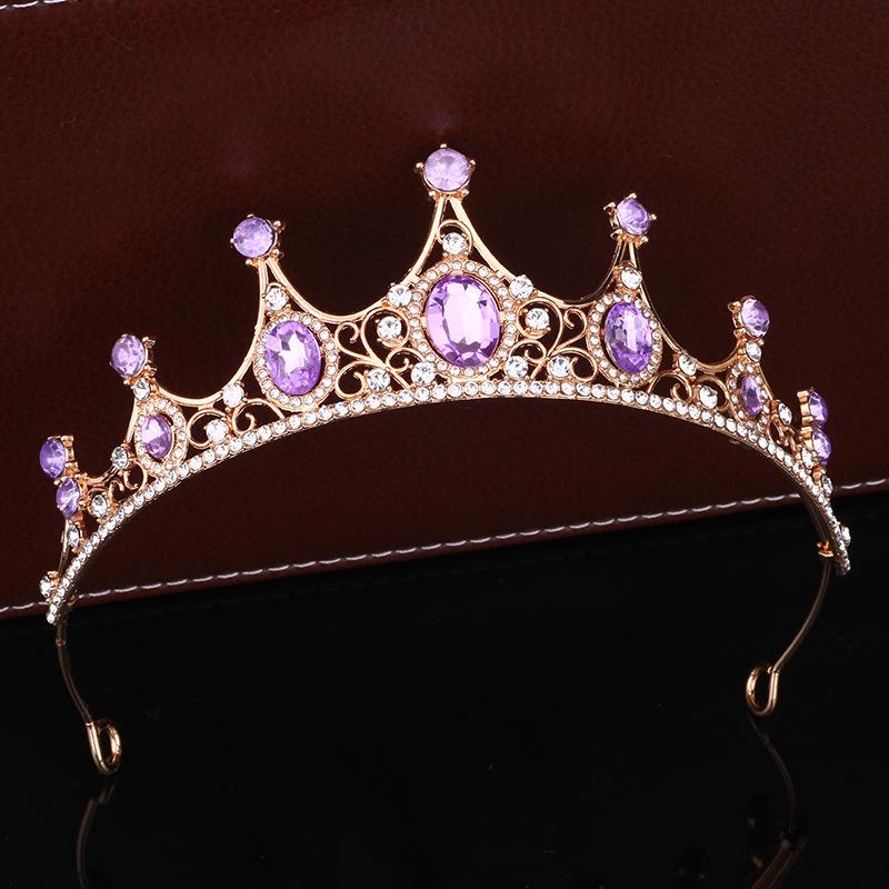 Baroque Bride Wedding Crown Tiara Wedding Dress Accessories Exquisite Alloy Rhinestone Crown Hair Accessories