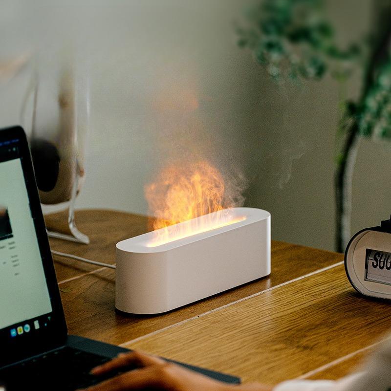 Simulation Flame Aromatherapy Lamp USB Power Supply RGB Light Timer Humidifier for Bedroom Office Air Purification Decoration