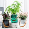 Hydroponic Flowers Vase Water Absorbing Plastic Flowerpot Desktop Ornament Leather Handle Self-watering Flowerpot Decoration
