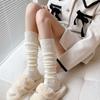 Women Long Socks Cashmere Women Boot Solid Wool Thigh Stocking Skinny Casual Cotton Over Fluffy Female Long Knee Sock