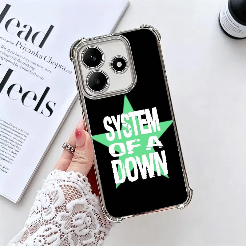 System Of A Down Soft Phone Case For Xiaomi Redmi Note 14 15 Pro Plus 13 12 11S 11T 5G 10 9S 9 Plating Anti-Fall Fundas