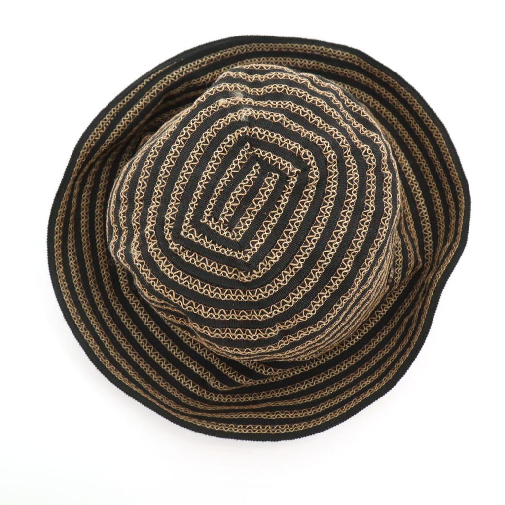 Kenzo Made In Japan Border Bucket Hat M(22.4") Black Series Hat Men's Used