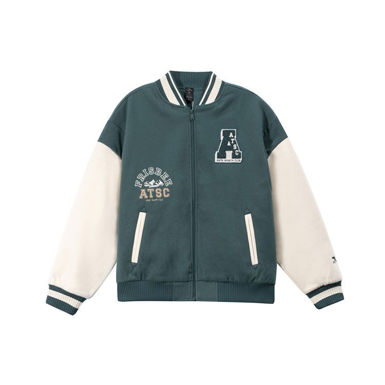 Anta Куртка бейсбольная свободного покроя из флиса с вышитыми буквами Lifestyle Series, цвет зеленый, 162348705-2