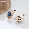 SIMJOO Fashion Rose Gold Earrings for Women with Simple Geometric Blue Zircon Earrings