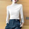 Autumn and Winter Elegant Half-high Collar Modal Base Shirt Women's Autumn Fleece-lined Women's Slim-fit Long-sleeved High Collar Inner Top