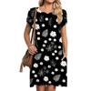 Женские летние платья с короткими рукавами, повседневное свободное платье с круглым вырезом, удобный пляжный сарафан с карманами