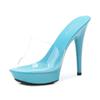 Candy Colors Wedding Shoes Woman Platform Sandals Summer Pvc Slides Waterproof 13Cm Nightclub Sexy High-Heeled Slippers Womensbh