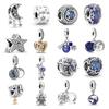 Fine Starry Sky Clip Beads Rocket Astronaut Dangle Fit Original Bracelet DIY Moon Charm S925 Silver Jewelry Women Pendant